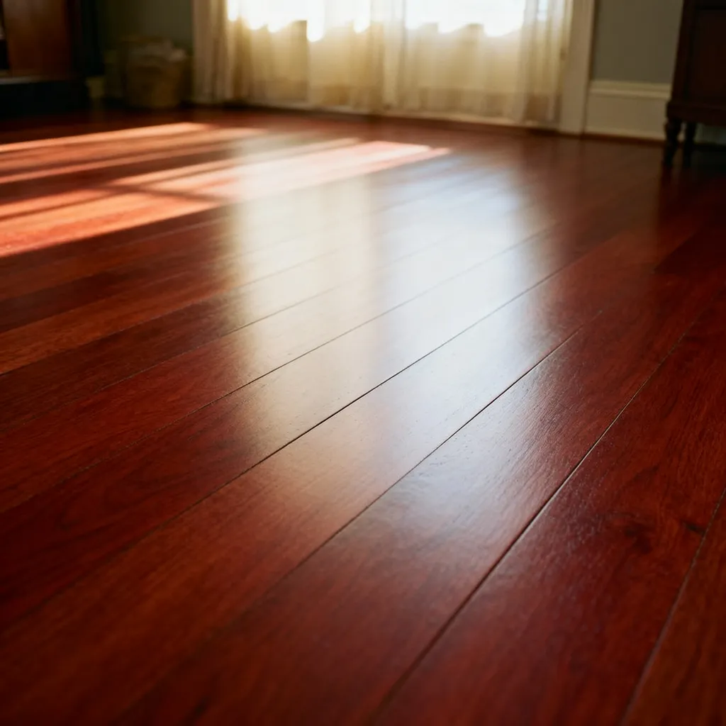 A freshly refinished red-oak floor with restored grain